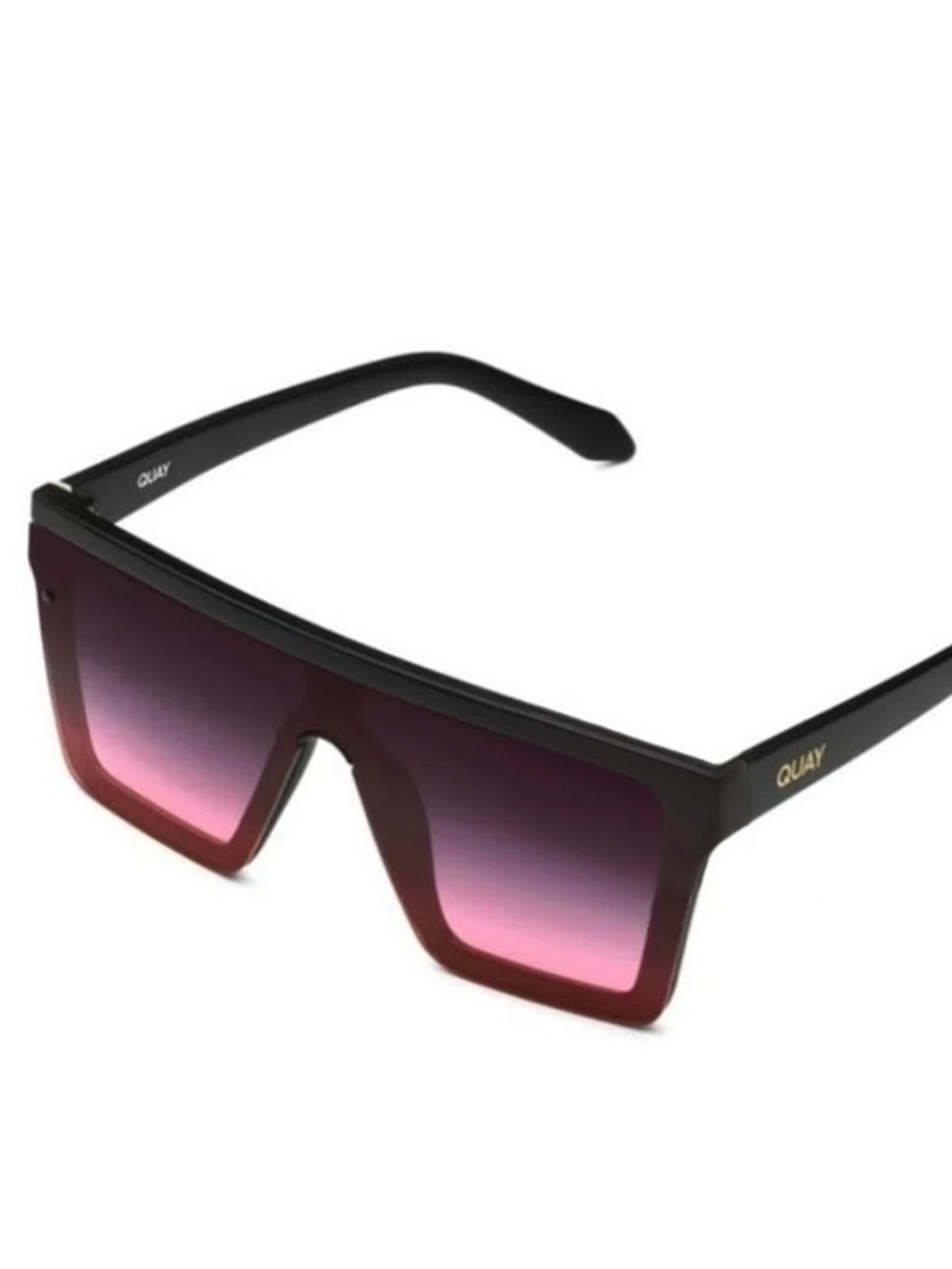 New Quay Australia Hindsight Oversized Shield Sunglasses Black Pink